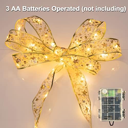 Kaisnova Božićna traka svjetla 13ft 40 LED božićna jelka traka vijenac na baterije Zlatna Božićna svjetla