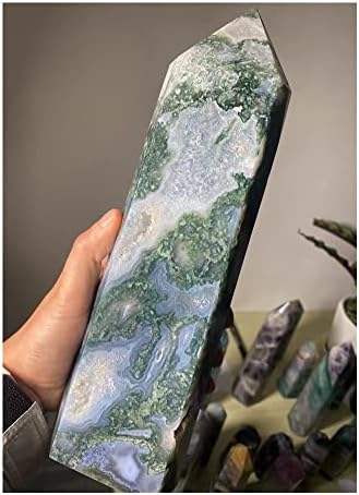 XuQuli Prirodna velika mahovina agatna kristalna kula prirodni kristal štapić reiki ljekovita liječenje kamenje čakre