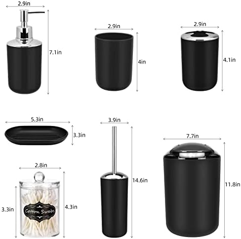 IMAVO kombinitor za kupaonicu - 8 kom. Crno kupaonska oprema Set sa kantom za smeće, sapun, sapun, nosač