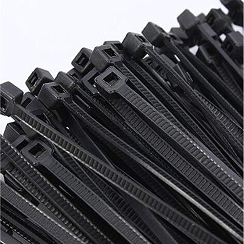 100pcs kabl zip kravata 4mm 200mm Teška 8-inčni najlon za samo-zaključavanje Crna kravata, višenamjenska