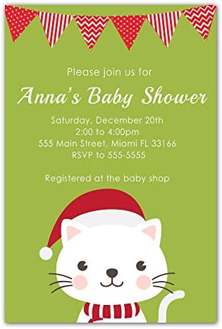 30 pozivnica Božićna beba tuš strana Personalizirane kartice Kitten foto papir