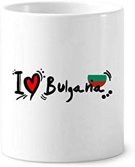 Volim Bulgana Word Flag ljubav heart ilustracija četkica za zube četkica za pečanje Keramička stalak olovka