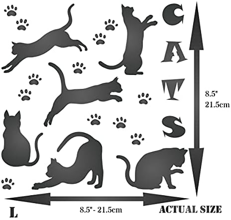 Šabloni za zidove: mačaka šablona, ​​8,5 x 8,5 inča - prijatelju ljubimac za životinje Fline silueta citat