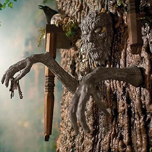 Vanjski vrt Halloween horor Tree kore za lice, 3D dekoracija kore kore lica za lice uskršnje smole skulptura,