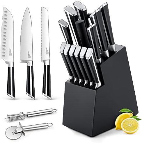Setovi noža za kuhinju sa blokom, e-daleko 17-dijelni visokougljični kovani Set noža od nehrđajućeg čelika