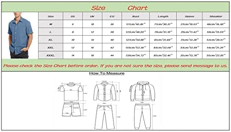 DAZLOR Muška pamučna lanena košulja Chambray Casual stilski kratki rukav dugmad-up Dress Shirts džepne pune