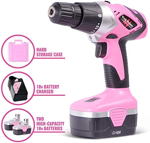 Pink Power Drill Set i Komplet alata za Električni odvijač za ženski Pink Set alata - 18v Akumulatorska
