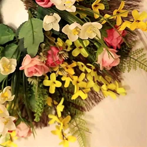 Geltdn proljetni vijenac za ulazne vrata šareni cvjetni vijenac sa ružama, zima za dekor svadbenog zida