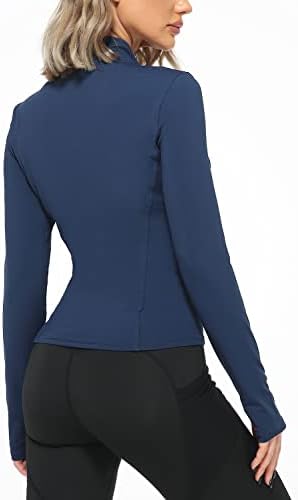 Yiarbid Ženska jakna za trčanje Lagana puna zip Slim Fit Workout Yoga Track Jacket Tops
