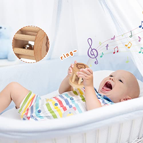 6 kom Drvene bebe igračke, drvena igračka za zube za novorođene male, Montessori igračke za novorođenčad,