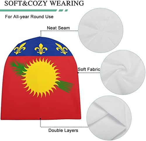 Guadeloupe zastava Beanie Cap Mekana topla pulover kapu za spavanje snimak za spavanje za uniseks