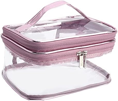 Prozirna kozmetička torba za odlaganje vodootporna velika torba za pranje dvoslojna putna putna kozmetička torba za djevojčice i žensku kozmetiku