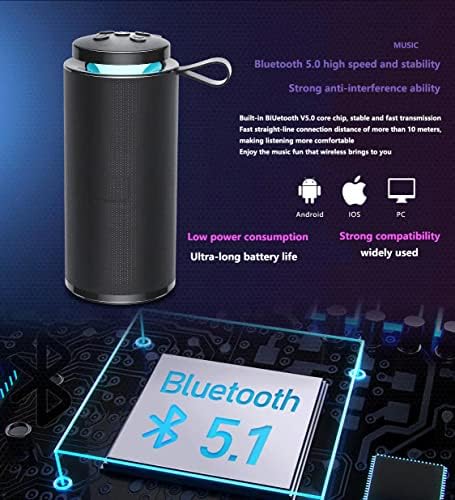 WCB Bluetooth prijenosni zvučnik, bežični Bluetooth zvučnik V5.0USB kartica, Micro SD kartica i FM Radio,