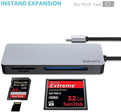 Opremljen USB C na čitač SD/Micro SD/CF kartica, USB Tip C Adapter za memorijsku karticu za 2019- MacBook