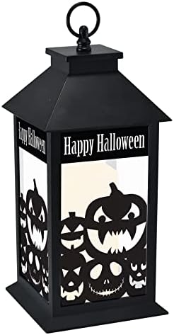 Mark Feldstein & Associates Happy Halloween Pumpkins Belvering LED fenjer, 13 inča, crni