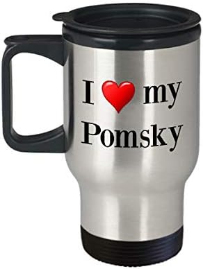 Putna krigla Pomsky - Termalni izolirani nehrđajući čelik Pomeranski Chihuahua mix Lover Ljubav za kavu