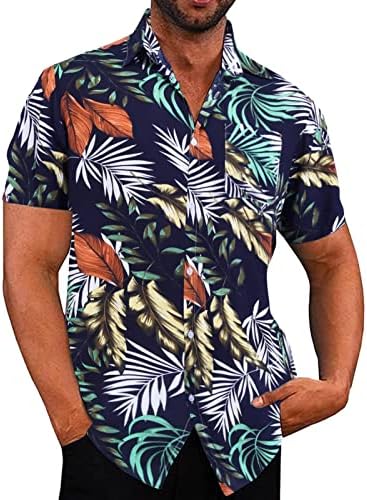 XXBR MENS Havajski košulje Kratki rukav tropski otisak prema dolje Vintage vrhovi Ljetni odmor Ležerne prilike
