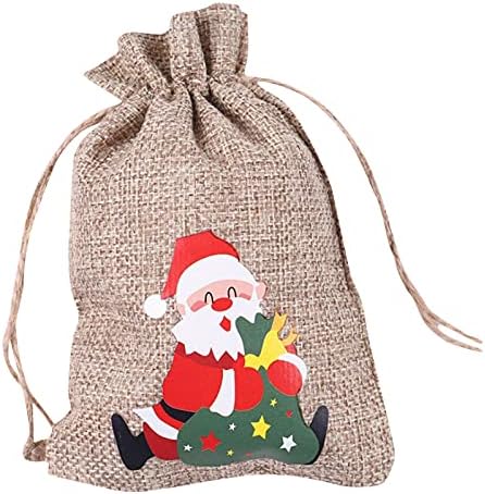 Božićne lolapske torbe, božićne lanene torbe, Xmas Jute bačvarske torbe tretiraju poklon zavodničke torbice