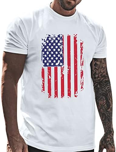 XXBR muške majice za neovisnost kratkih rukava, mens 4. jula Američki zastava na vrhu Ležerne prilike od