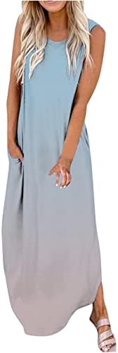 LMDUDAN 2023 Ljetna maxi haljina za žene modna gradijentna haljina bez rukava bez rukava bez obzira na udobne