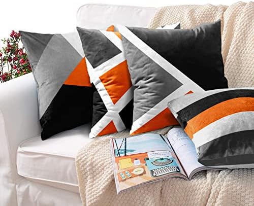 Emvency set od 4 baca jastuk navlake Moderna apstraktna pruga Jednostavni geometrijski akrilni podebljani