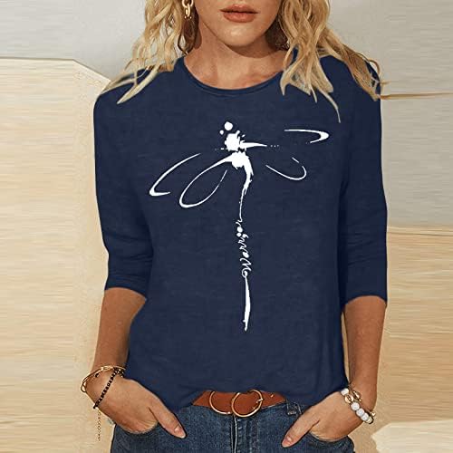 Djevojke Crewneck pamuk Dragonfly grafički Loose Fit opušteno Fit Brunch Top Shirt za žene jesen ljeto H9