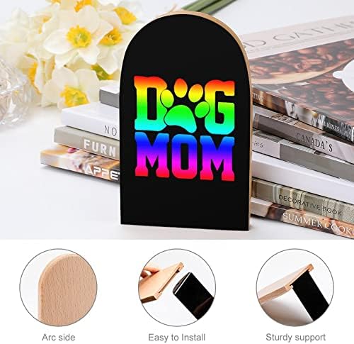 Pas mama Rainbow Pawprint drvena Bookends trendi dekorativni stalak za knjige za kućne i kancelarijske Police