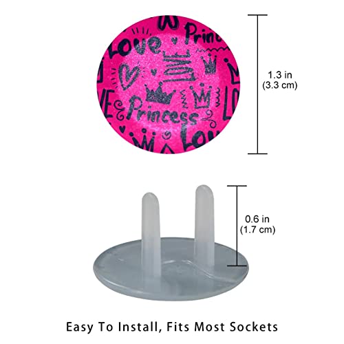 Outlet utikači obuhvata 24 pakovanje, princeza kruna ružičasti štitnik, 2-cjelo okrugli plastični čepovi