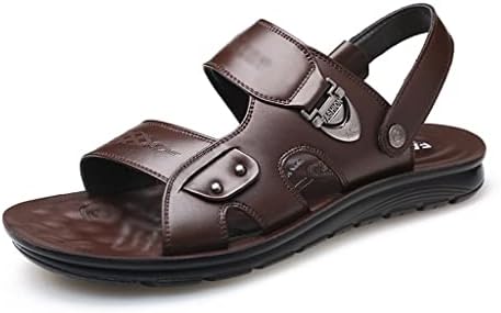 XMTXZYM Ljetne cipele Muške kožne sandale Ležerne prilike platforme sandale na otvorenom prugaste cipele