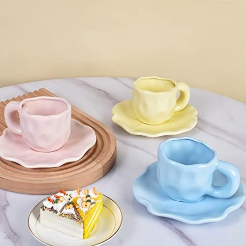 Koythin keramička šolja sa tanjirom, slatka Creative Morandi Style Cup cura za uredsku i dom, perilicu posuđa