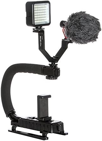 FOTGA C stabilizator ručni držač za držanje + nosač u obliku slova V + 49-LED svjetlo + by-MM1 mikrofon