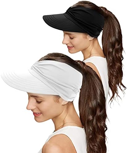 Žene šešir sunčanja Široka široka ruba ljetna UV zaštita Ponytail Visor Cap za žene Plaža Golf Sports