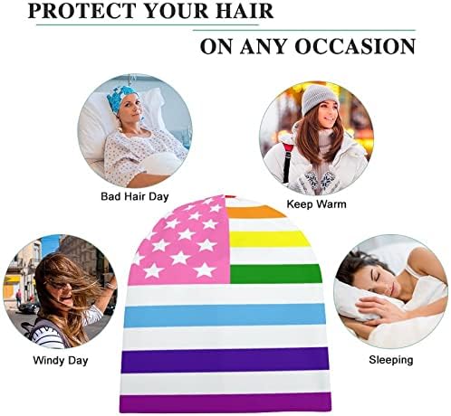 LGBT Gay Pride USA zastava Unisex Beanie Cap Mekana topla lubanja kapa za pulover za spavanje Ležerne prilike