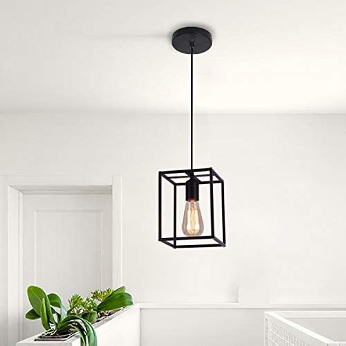 Sunhp Privjesak Light Black Industrial Retro potkrovlje Dizajn pravokutnika Kavez Viseće stropne svjetiljke