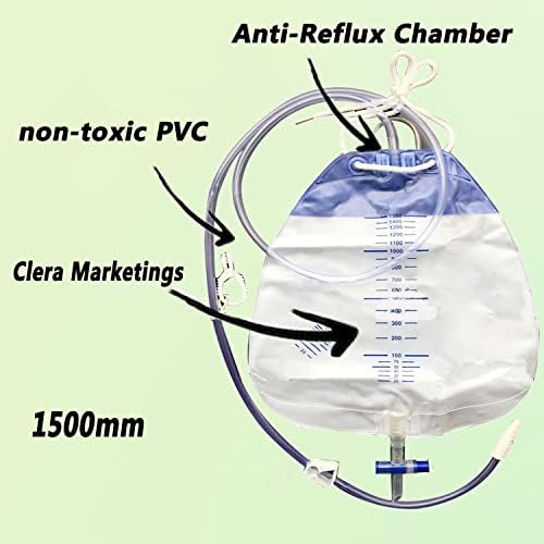 Torba za drenažu urina, torba za prikupljanje urina sa ventilom protiv refluksa , silikonska cijev 1500