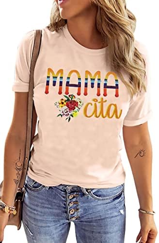 Mama cita cvijet Print T-Shirt za žene Mamacita grafički Print majke dan kratki rukav Margarita Casual Top
