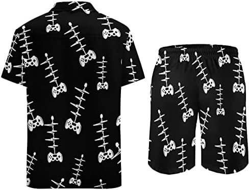 Weedkeycat Video Game Control Heartbeat Muška odjeća za plažu 2 komada Havajski gumb dolje majica kratkih