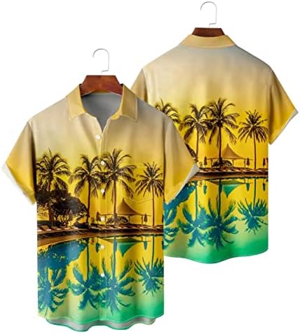 XXBR MENS bowling majice, 2022 Novi muškarac Havajska majica kratki rukav tropski gumb za tropsko drvo dolje
